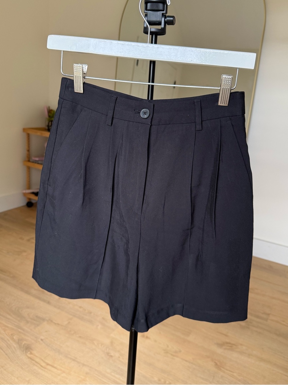 Women’s CK Black Pleated High-Rise Shorts